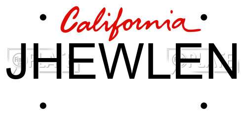 JHEWLEN California License Plate