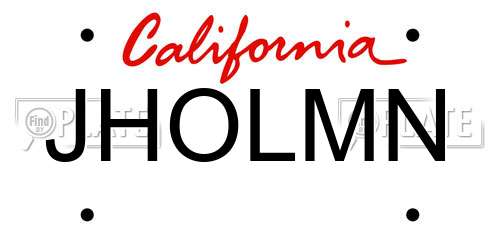 JHOLMN California License Plate