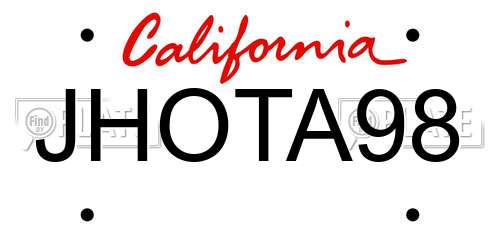 JHOTA98 California License Plate