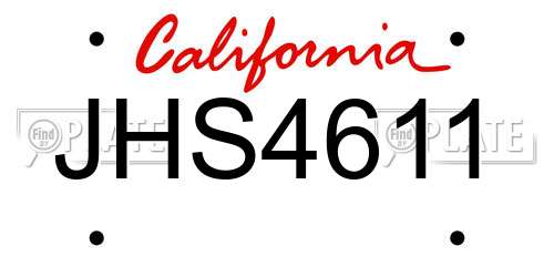 JHS4611 California License Plate