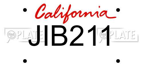 JIB211 California License Plate