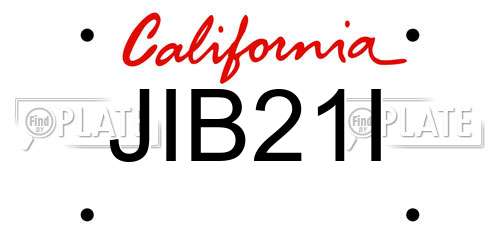 JIB21I California License Plate
