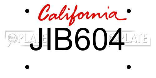JIB604 California License Plate