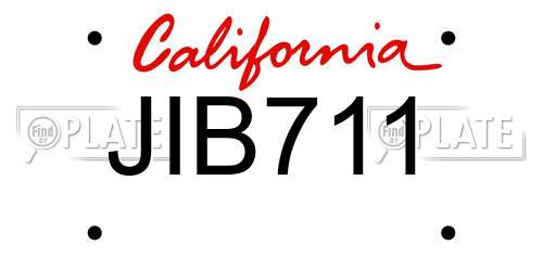 JIB711 California License Plate