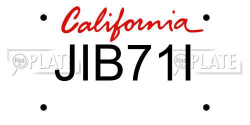 JIB71I California License Plate