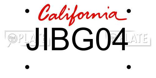JIBG04 California License Plate