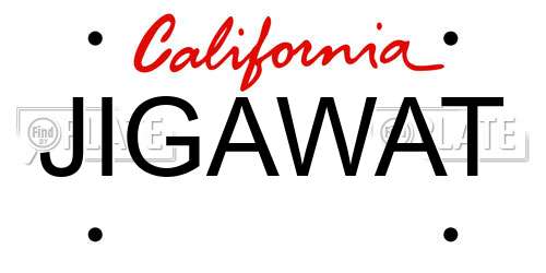 JIGAWAT California License Plate