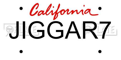 JIGGAR7 California License Plate