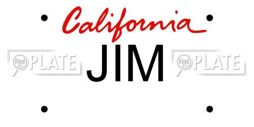 JIM California License Plate