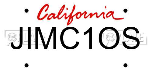 JIMC1OS California License Plate