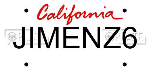 JIMENZ6 California License Plate