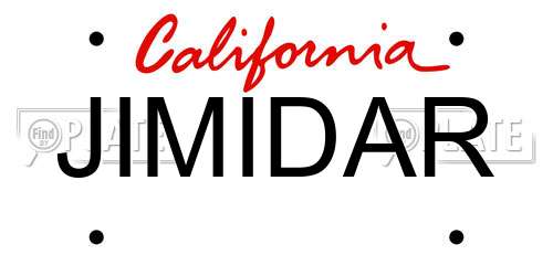 JIMIDAR California License Plate
