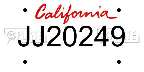 JJ20249 California License Plate