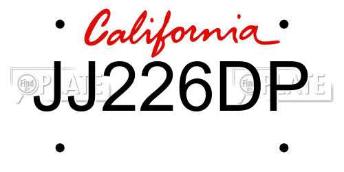 JJ226DP California License Plate