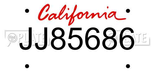 JJ85686 California License Plate