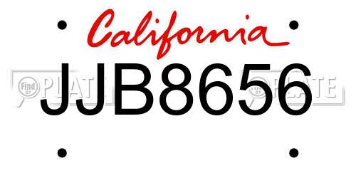 JJB8656 California License Plate