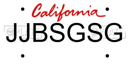 JJBSGSG California License Plate