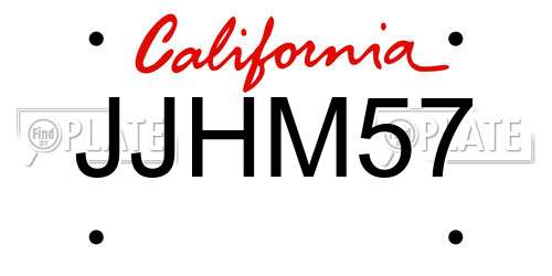JJHM57 California License Plate