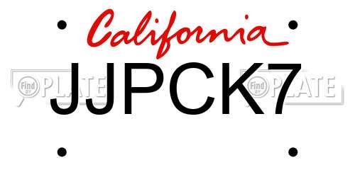 JJPCK7 California License Plate