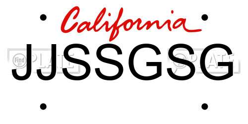 JJSSGSG California License Plate