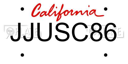 JJUSC86 California License Plate