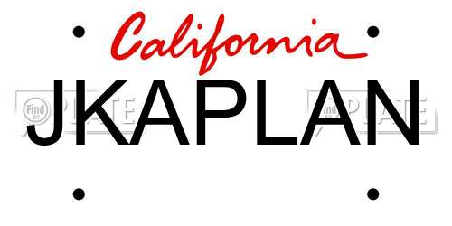 JKAPLAN California License Plate