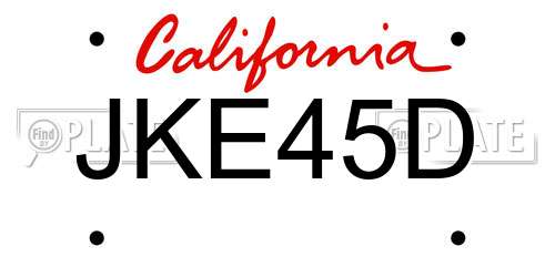 JKE45D California License Plate