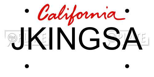 JKINGSA California License Plate