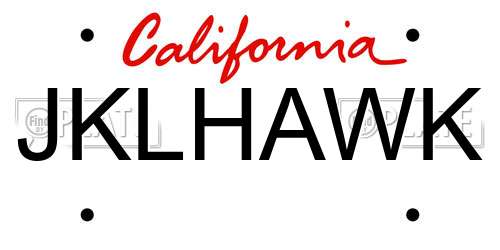 JKLHAWK California License Plate