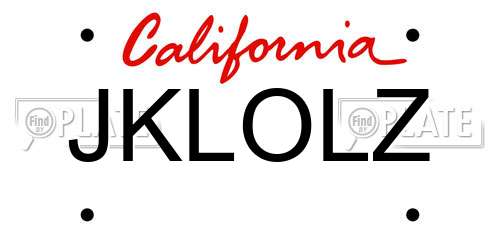 JKLOLZ California License Plate