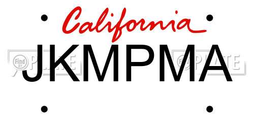 JKMPMA California License Plate