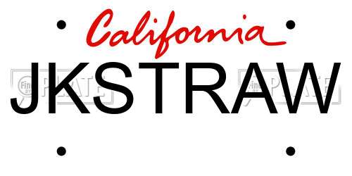 JKSTRAW California License Plate