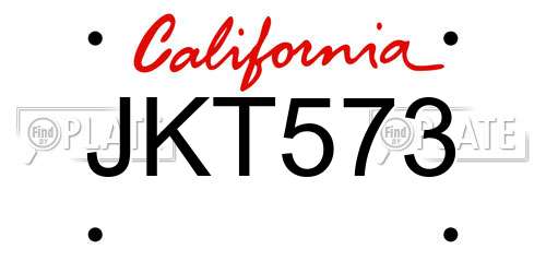 JKT573 California License Plate