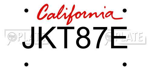 JKT87E California License Plate