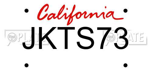 JKTS73 California License Plate