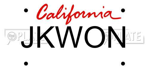 JKWON California License Plate