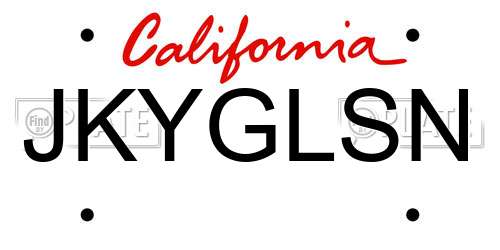 JKYGLSN California License Plate