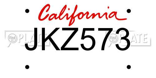 JKZ573 California License Plate