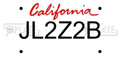 JL2Z2B California License Plate