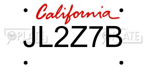 JL2Z7B California License Plate