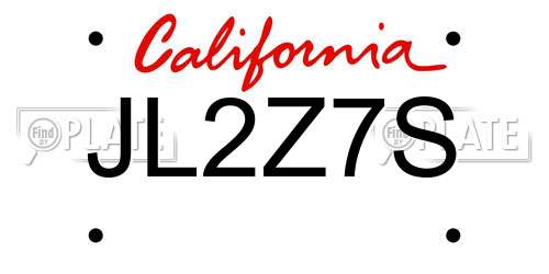 JL2Z7S California License Plate