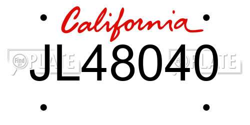 JL48040 California License Plate