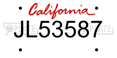 JL53587 California License Plate
