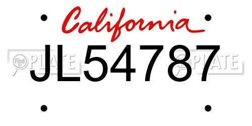 JL54787 California License Plate