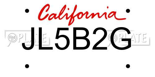 JL5B2G California License Plate