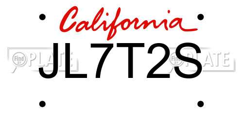 JL7T2S California License Plate
