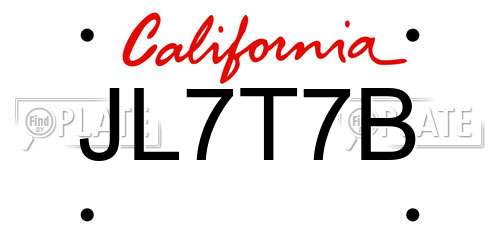 JL7T7B California License Plate