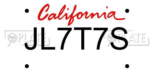 JL7T7S California License Plate