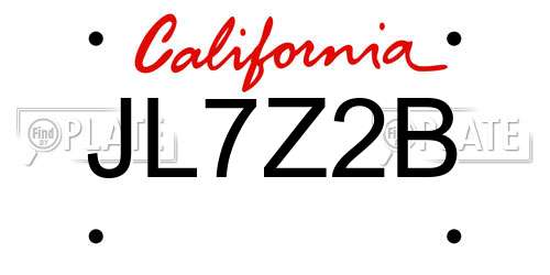JL7Z2B California License Plate