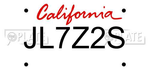 JL7Z2S California License Plate